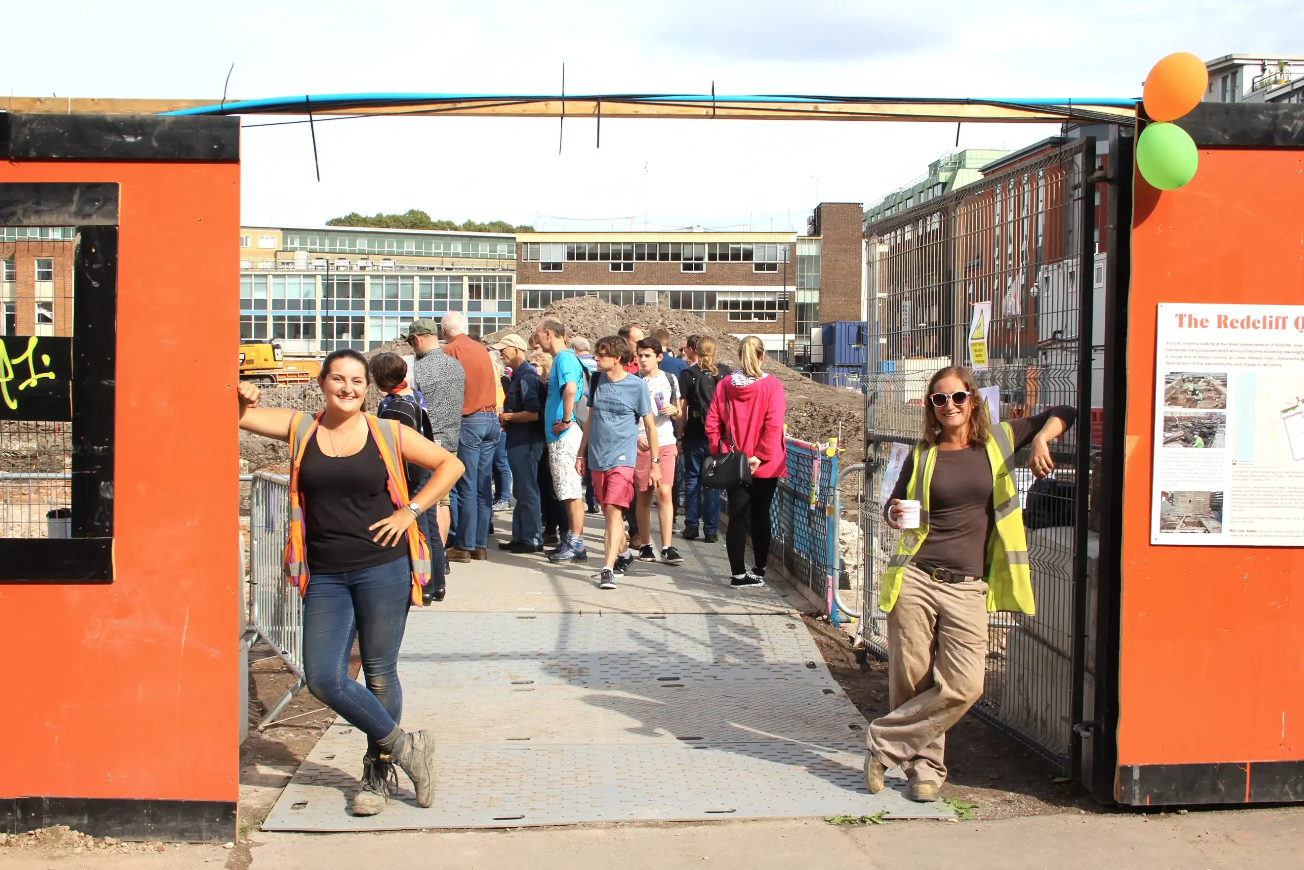 Archaeologists welcoming visitors to the open day