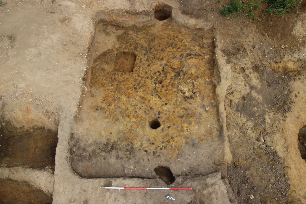 Post excation photo ofSaxon SFB. Taken from above looking straight down with a 2m scale