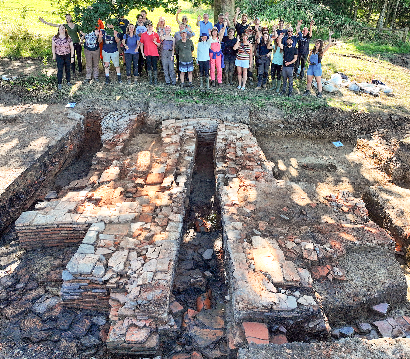 Families look over the excavations